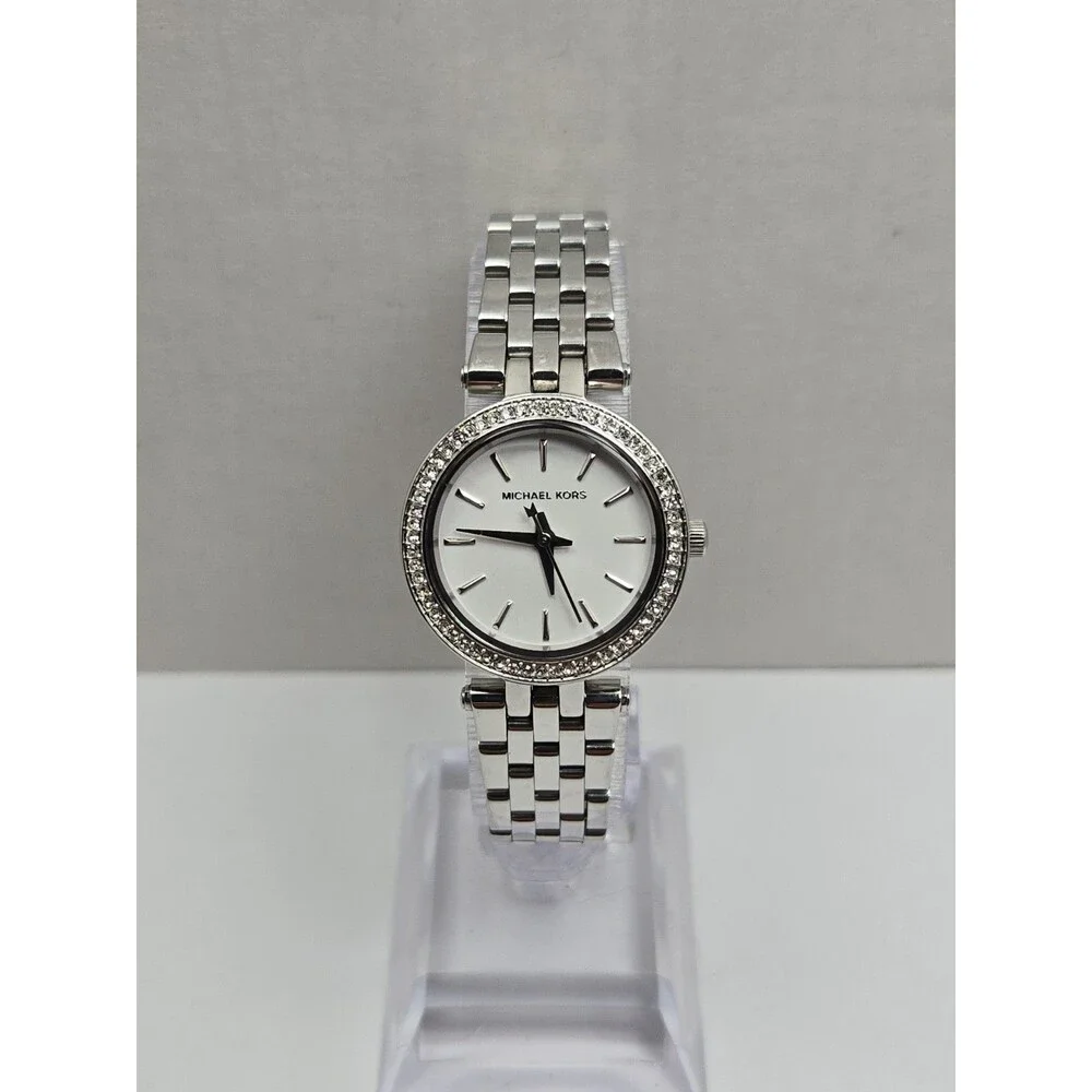 Michael Kors Mini Darci MK3294 Womens Silver Crystal Bezel 26mm New Battery